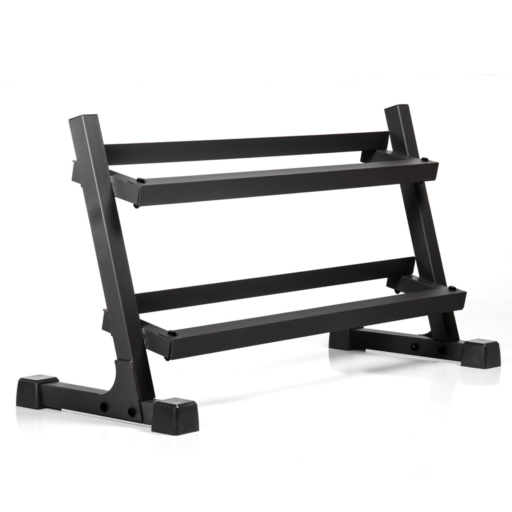 10 to 50 lbs. Rubber Hex Dumbbell Pairs Includes 2-Tier Storage Rack